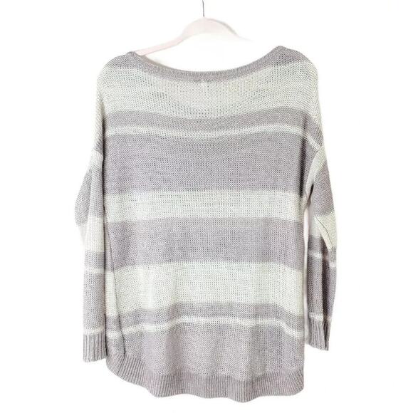 JOIE Women's Taupe/Purple Striped Open-Knit 100% Linen Pullover Sweater Size S - Picture 2 of 11